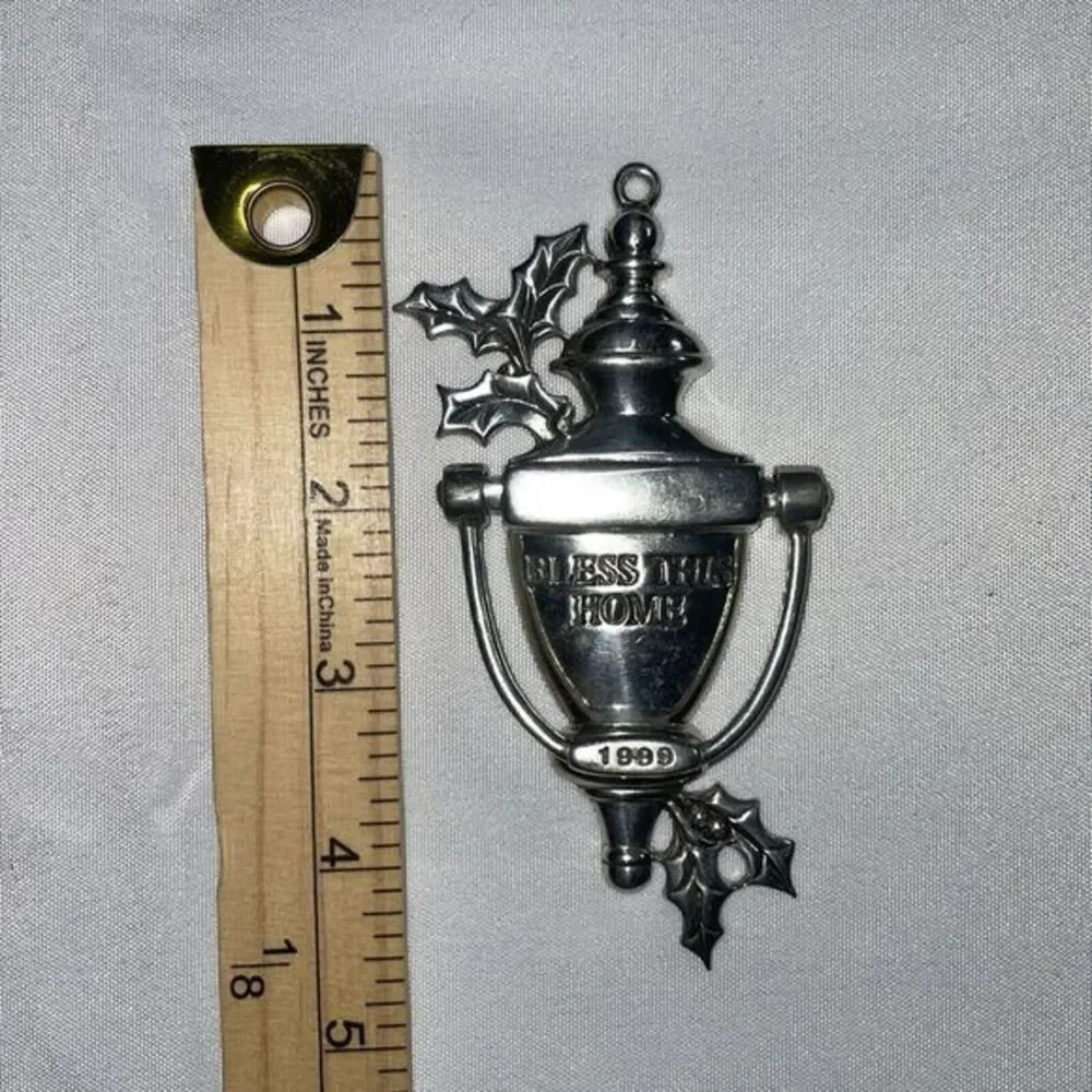 1999 Lenox Kirk Stieff Collection Bless This Home Pewter Door Knocker Ornament‎